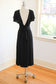 Vintage 1930s Dress - SUMMER GOTH Femme Fatale Rayon Crepe Wrap Dress w Deep Rear Cut Size S - L