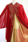 Vintage 1970s Diva's Custom Cape - THE RED QUEEN! Flowing Scarlet Silk, Gold Mesh, Metallic Hand-Painted Florals, Rhinestones... Size S - XL