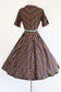 Vintage 1950s Party Dress - Stunning Candy Stripe Woven Cotton w Rhinestones + Peter Pan Collar Shirtwaist Size L