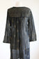 Vintage 1970s Indian Gown - Rare Black Gauze Cotton Block Print Metallic Gold Tunic Kaftan Dress Size S to M