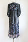 Vintage 1970s Rayon Gown - Indian-Inspired Boho Black Goth Border Print Robbie Bee Tent Tunic Size S to M