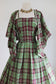 RARE Vintage 1950s Sundress Set - Designer Carolyn Schnurer ca. 1950 "Flight to India" Cotton Plaid Dress + Shawl Size S to M
