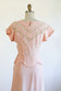 Vintage 1930s to 1940s Summer Suit - SUPERB Ballet Slipper Pink Junior's Linen + Openwork Crochet Lace Blouse + Skirt Size XS - S