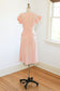 Vintage 1930s to 1940s Summer Suit - SUPERB Ballet Slipper Pink Junior's Linen + Openwork Crochet Lace Blouse + Skirt Size XS - S