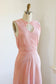 Vintage 1930s Cotton Dress - ADORABLE! Pink Deco Plaid w Era Repairs, Neck Tie, Feed Sack Cotton Sundress Size S