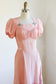 Vintage Early 1940s Dress - ETHEREAL Ballet Slipper Pink + Pastel Blue Taffeta New York Creations Puff Sleeve Dress Size S