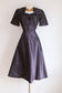 Vintage 1940s Dress - Exceptional Deep Violet Silk Taffeta + Velvet Cocktail Party Dress w Beaded Leaves Size M to L