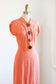 Vintage 1930s Dress - DREAMY PEACH Fluttery Rayon w Bold Wooden + Copper Flower Buttons Size Med