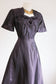 Vintage 1940s Dress - Exceptional Deep Violet Silk Taffeta + Velvet Cocktail Party Dress w Beaded Leaves Size M to L