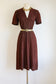 Vintage 1940s Dress - Stunning Bronze Crepe Rayon w Golden Metal Sequin Studs Dress Size M to L