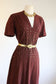 Vintage 1940s Dress - Stunning Bronze Crepe Rayon w Golden Metal Sequin Studs Dress Size M to L