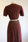 Vintage 1940s Dress - Stunning Bronze Crepe Rayon w Golden Metal Sequin Studs Dress Size M to L