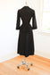 Vintage 1940s Rayon Suit - FAB Black Sculpted Princess Suit w Tartan Trim + "Chain" Buttons As-Is Size S - M