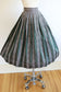 Vintage 1950s Dress Set - STUNNING Olive to Burgundy Chambray Woven w White Blouse + Skirt Size M