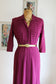 Vintage 1940s Dress - VOLUP Plum Crepe Beauty w Lightning Stitching Size L to XL