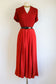 Vintage 1940s Gown - Spectacular Scarlet + Black Rayon Crepe Full Length Dress w Beading Size M