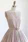 Vintage 1950s Dress - DARLING Candy Pink Tan Gold Metallic Stripe Cotton Belted Sundress Size S