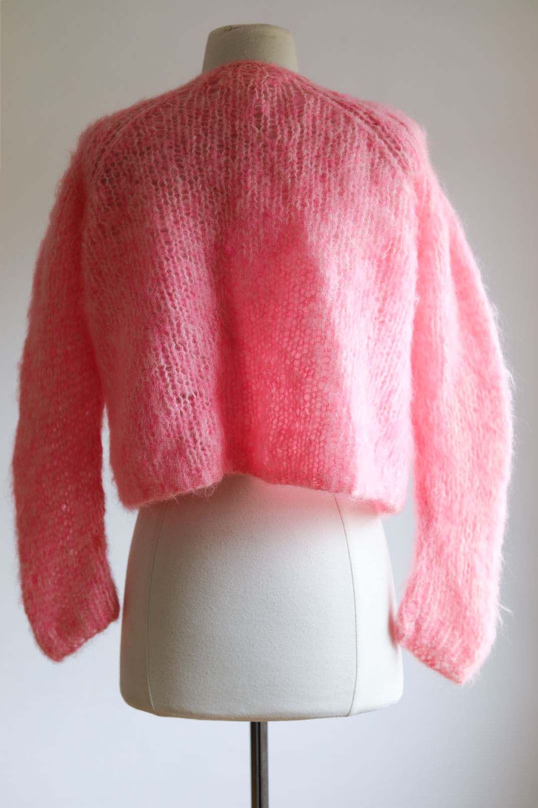 Vintage 1960s Sweater - Shaggy Italian Mohair in RARE Bubblegum Pink Cardigan As-Is Size M to XL