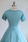 Vintage 1950s Dress - STUNNING Robin's Egg Blue Butcher Linen Johnnye Princess Dress Size M