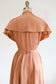 Vintage 1940s Dress - INCREDIBLE Rosy-Copper Burlwood Pattern Moire Swing Frock w Belt-Back Overdress Size XS