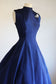 Vintage 1950s Party Dress - Striking Sapphire Blue Princess Seam Tea Length Sundress Size S to M