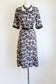 Vintage 1950s Dress - Volup Black White Rose Print Frilled Cocktail Dress w Cropped Jacket Size L to XL