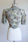 Vintage 1940s Rayon Novelty Print Blouse - OLD AUTOMOBILES, Unicycles + Fancy People Lurid Chartreuse Green + Grey Fitted Top or Jacket Size M - L