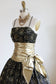 Vintage 1980s does 1950s Dress - SUBLIME Black Lace Satin Gold Lame Party Prom Designer Dress Size S