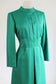Vintage 1960s Designer Cocktail Dress - Structural Mod Silk Emerald Green Midi Dress w Cut-Out Size M