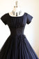 Vintage 1950s Dress - PERFECTLY SCULPTED Black Silk Chiffon Cupcake Party Dress Size XS - S