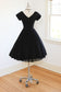 Vintage 1950s Dress - PERFECTLY SCULPTED Black Silk Chiffon Cupcake Party Dress Size XS - S