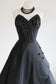 Vintage 1950s Party Dress - Iconic Stabby Bust + Hip Fin Black Silk Taffeta Strapless Gown Size M