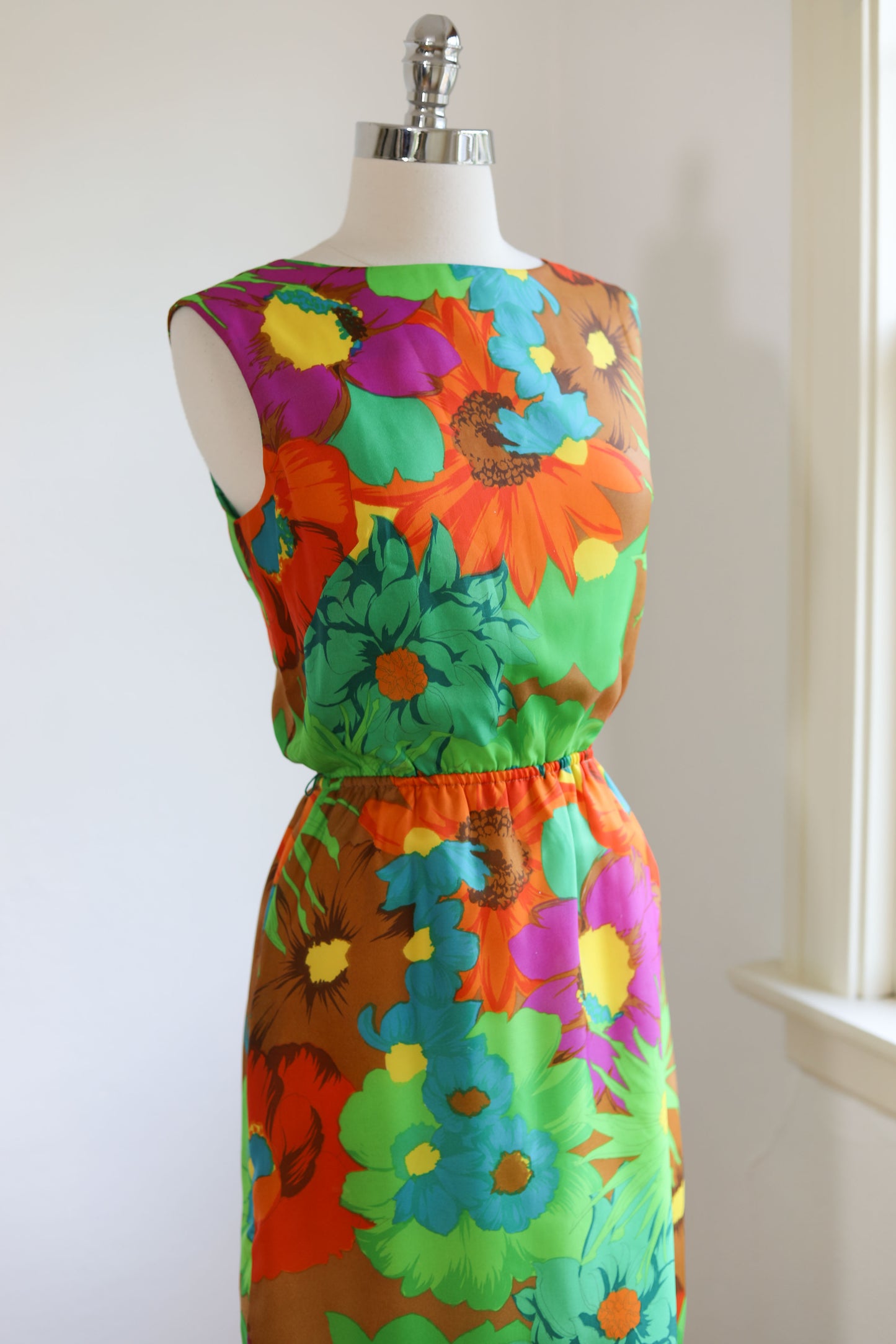 Vintage 1960s Dress - POSH Designer Babe in Luscious Saturated Citrus + Purple Cocktail Dress Size M - L