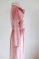 Vintage 1970s Velvety Velour Knitwear Maxi Dress - Ice Pink Knit Slouch-Neck Drawstring Waist Dress Size M to L