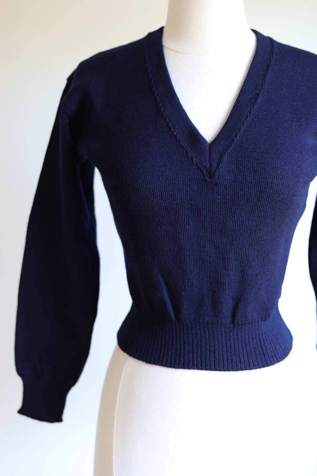 Vintage DEADSTOCK 1960s Dutch Navy Sweater - All-Wool Sporty Knitwear Dark Academia - Size XS S M +