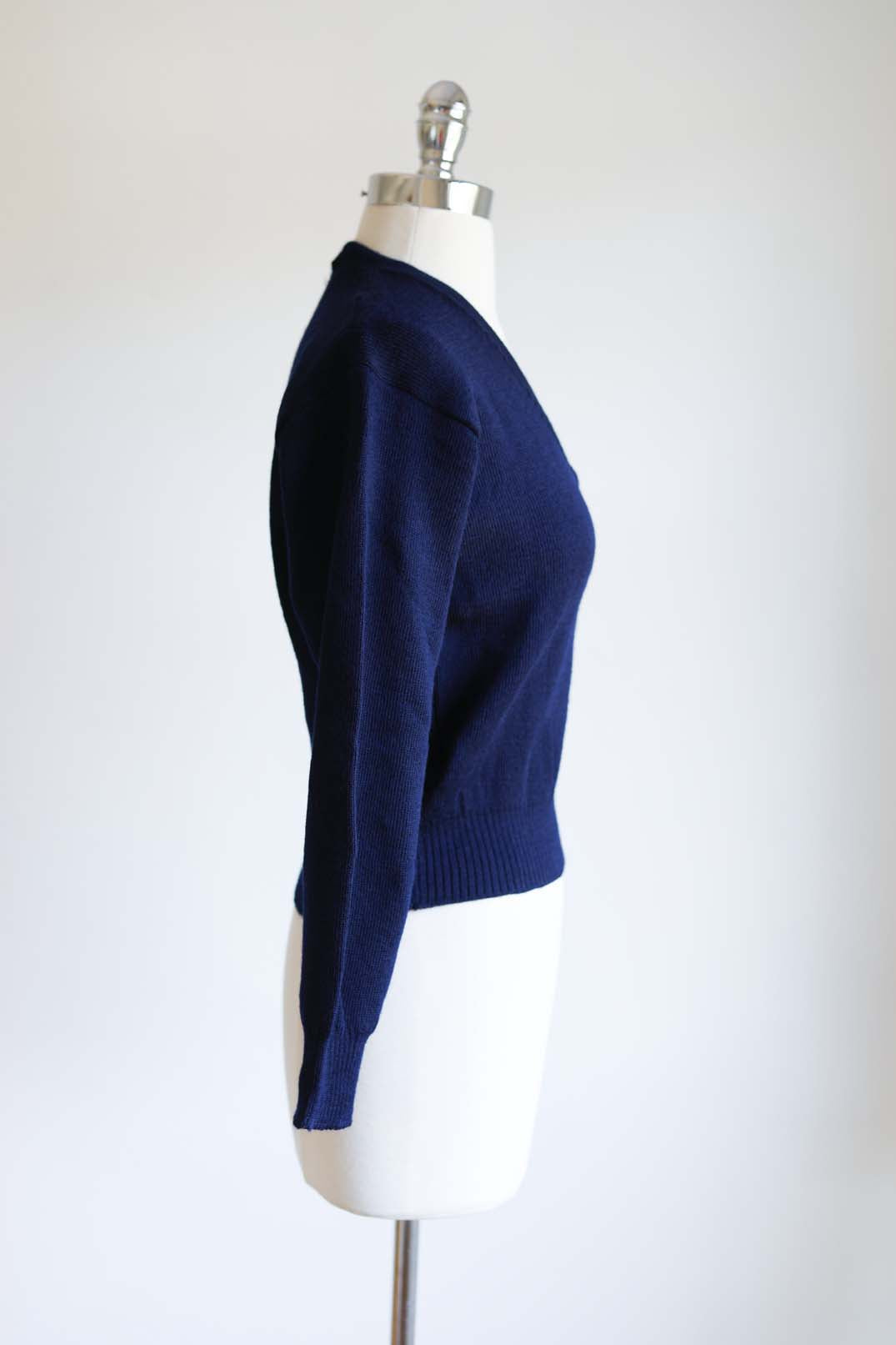 Vintage DEADSTOCK 1960s Dutch Navy Sweater - All-Wool Sporty Knitwear Dark Academia - Size XS S M +