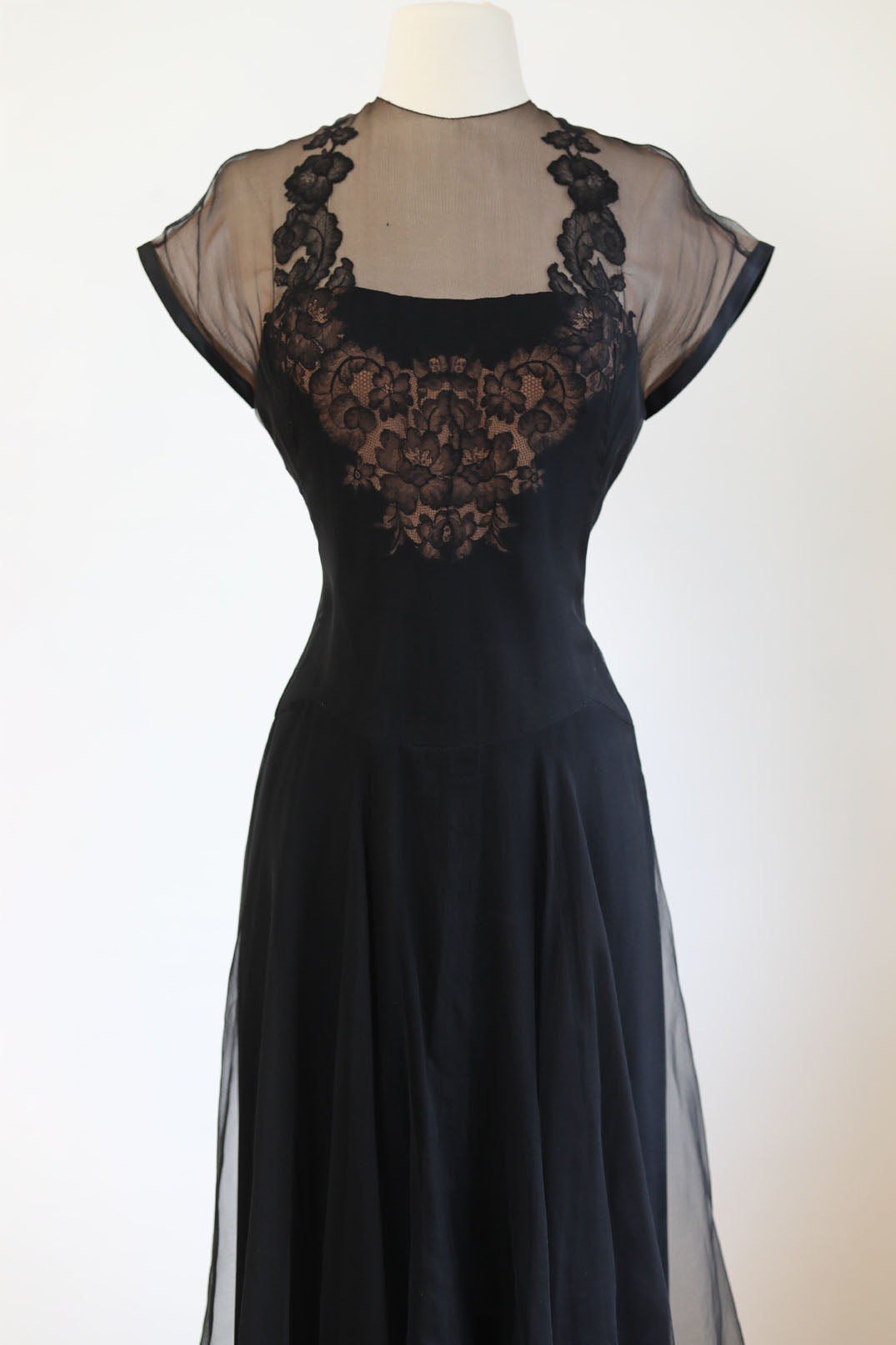 Vintage 1950s Designer Dress - Rare Irene Lentz Silk + Lace Illusion Cocktail Party Event Dress Size M