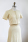 Vintage 1930s Knit Dress - Buttercream Hand-Made Knitwear Dress w Bell Pull Front Metal Zipper Size S to M