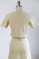 Vintage 1930s Knit Dress - Buttercream Hand-Made Knitwear Dress w Bell Pull Front Metal Zipper Size S to M