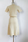 Vintage 1930s Knit Dress - Buttercream Hand-Made Knitwear Dress w Bell Pull Front Metal Zipper Size S to M