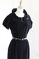 Vintage 1950s Cocktail Dress - Sophisticated Kitten-Soft Black Velveteen Wiggle Cocktail w Rhinestones Size M