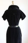 Vintage 1950s Cocktail Dress - Sophisticated Kitten-Soft Black Velveteen Wiggle Cocktail w Rhinestones Size M