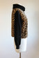 Vintage 1950s Panel Jacket - RARE Black Wool Knit + Velvety Leopard Print Faux Fur Shacket Sweater Cardigan Size M to L