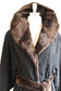 Vintage 1940s STATEMENT COLLAR Coat - Black Cashmere w Chocolate FAUX Sheared Beaver Clutch Cocoon Belted Coat Fits S to XL