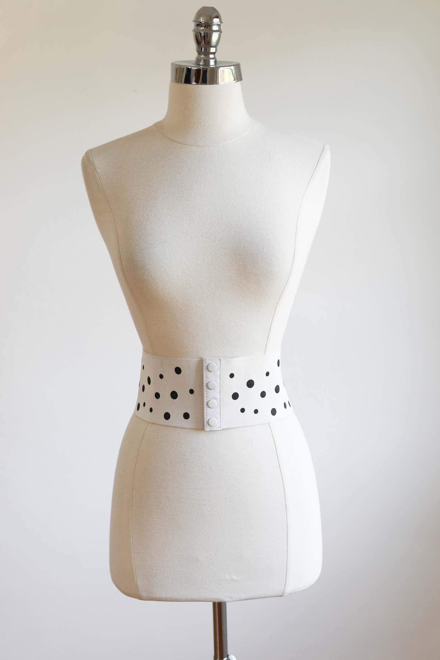 Set of THREE Y2K Stretch Belts Emulating 1950s Cinchers...in Red, Black, White Polkadots, fits Size XS to L