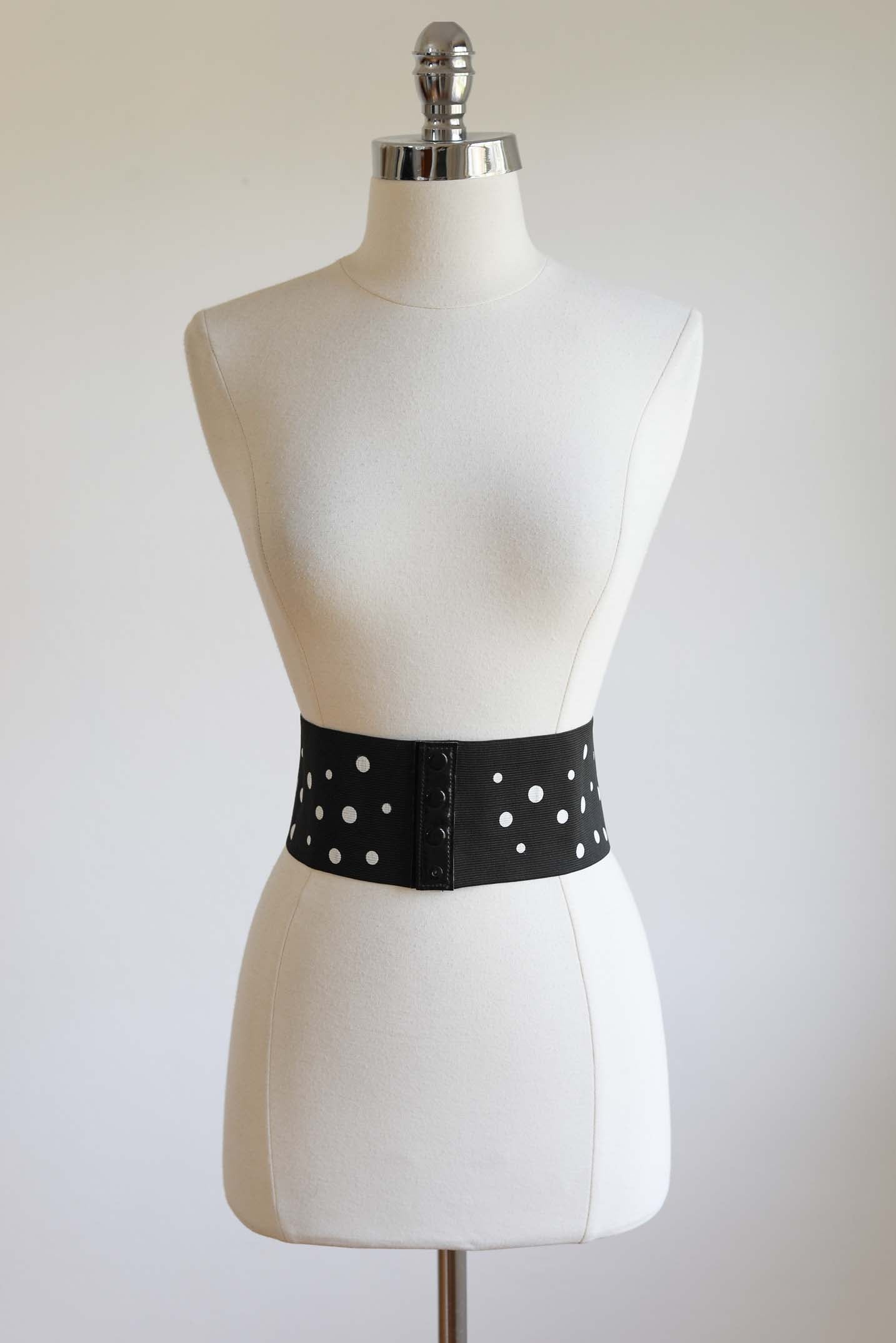 Set of THREE Y2K Stretch Belts Emulating 1950s Cinchers...in Red, Black, White Polkadots, fits Size XS to L