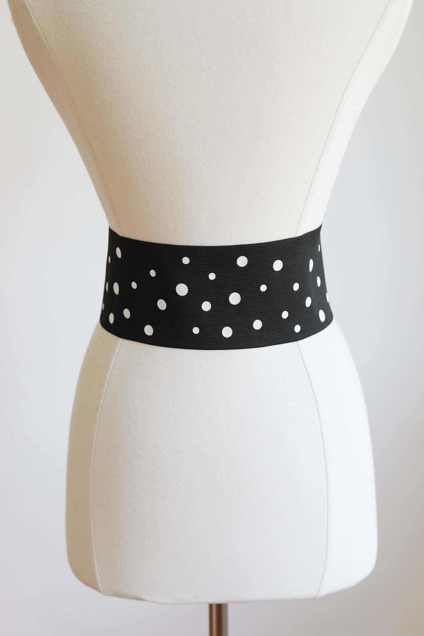 Set of THREE Y2K Stretch Belts Emulating 1950s Cinchers...in Red, Black, White Polkadots, fits Size XS to L