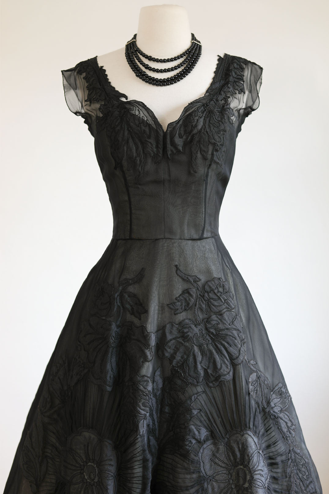 Vintage 1950s Designer Dress - Unbelievably Pretty Lingerie-Inspo Karen Stark Silk Tea-Length Dress Size S