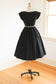 Vintage 1950s Shirtwaist Dress - LUCKY CLOVER Black Vicky Vaughn Party Dress w Gilt Embroidery + Rhinestones Size XS to S