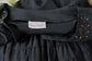 Vintage 1950s Shirtwaist Dress - LUCKY CLOVER Black Vicky Vaughn Party Dress w Gilt Embroidery + Rhinestones Size XS to S